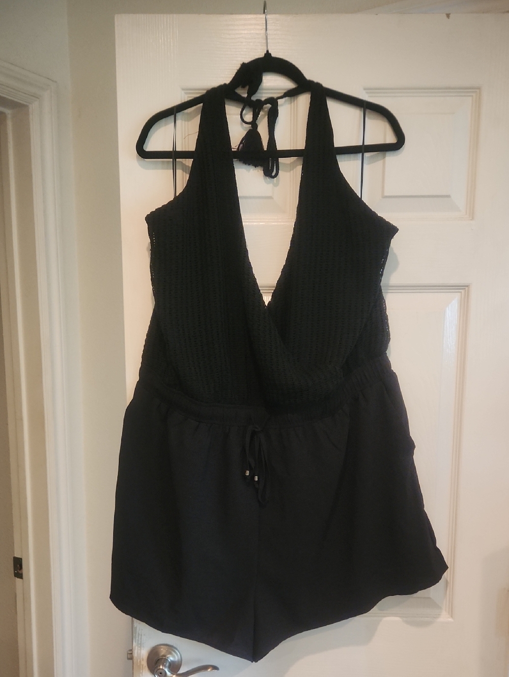 NWT Fashion Nova Sz 3x Curve St Tropez Crochet Black Romper Vacation Festival